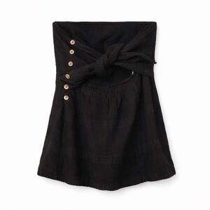 Free People Strapless Black Top | Textured Plaid Cotton | XS/S Fit | 13x22